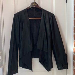 Zara basic black soft leather-like jacket size L